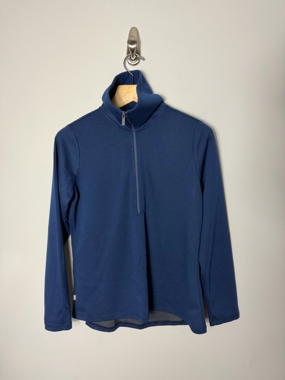 Elevate Quarter Zip Pullover Wool Blend Shirt Blue Size Medium 1117